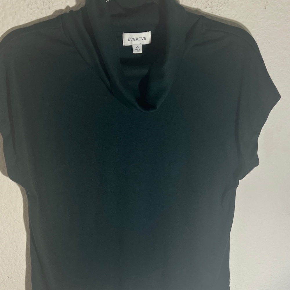 Evereve Dark Green Short Sleeve Cowl Neck Sweater - Picture 8 of 13